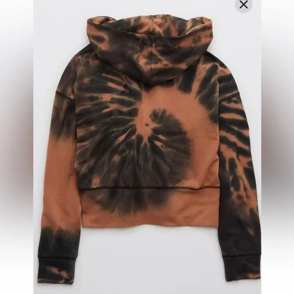 OFFLINE OTT Fleece Tie Dye Cropped Hoodie in Jupiter Brown - Picture 3 of 11